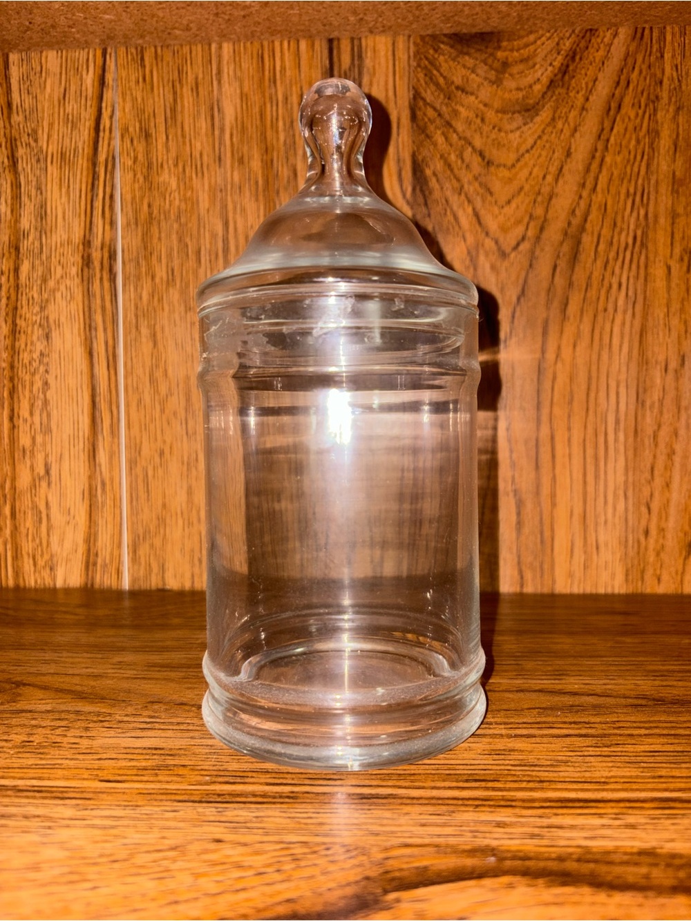 vintage clear glass apothecary jar